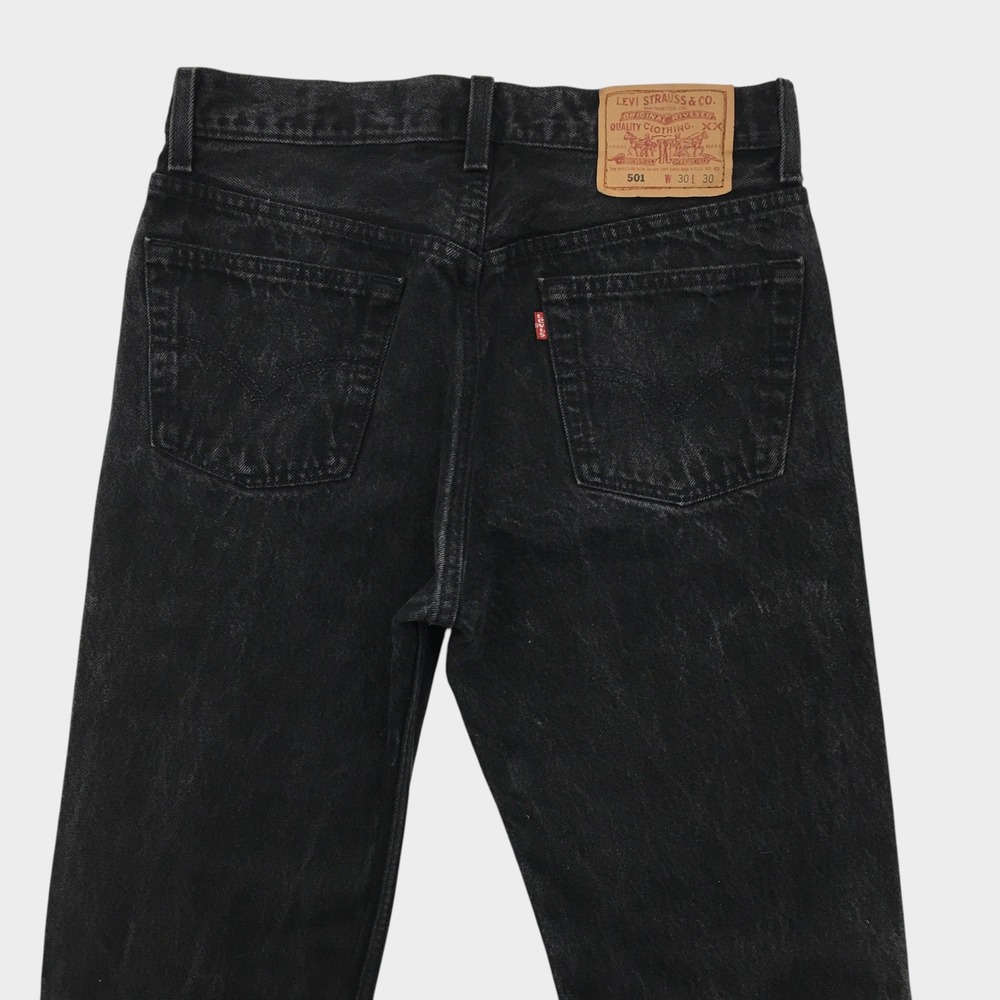 VINTAGE 90s Levis 501 Mens Jeans Black Denim Straight Leg Made in USA Fits 29x30